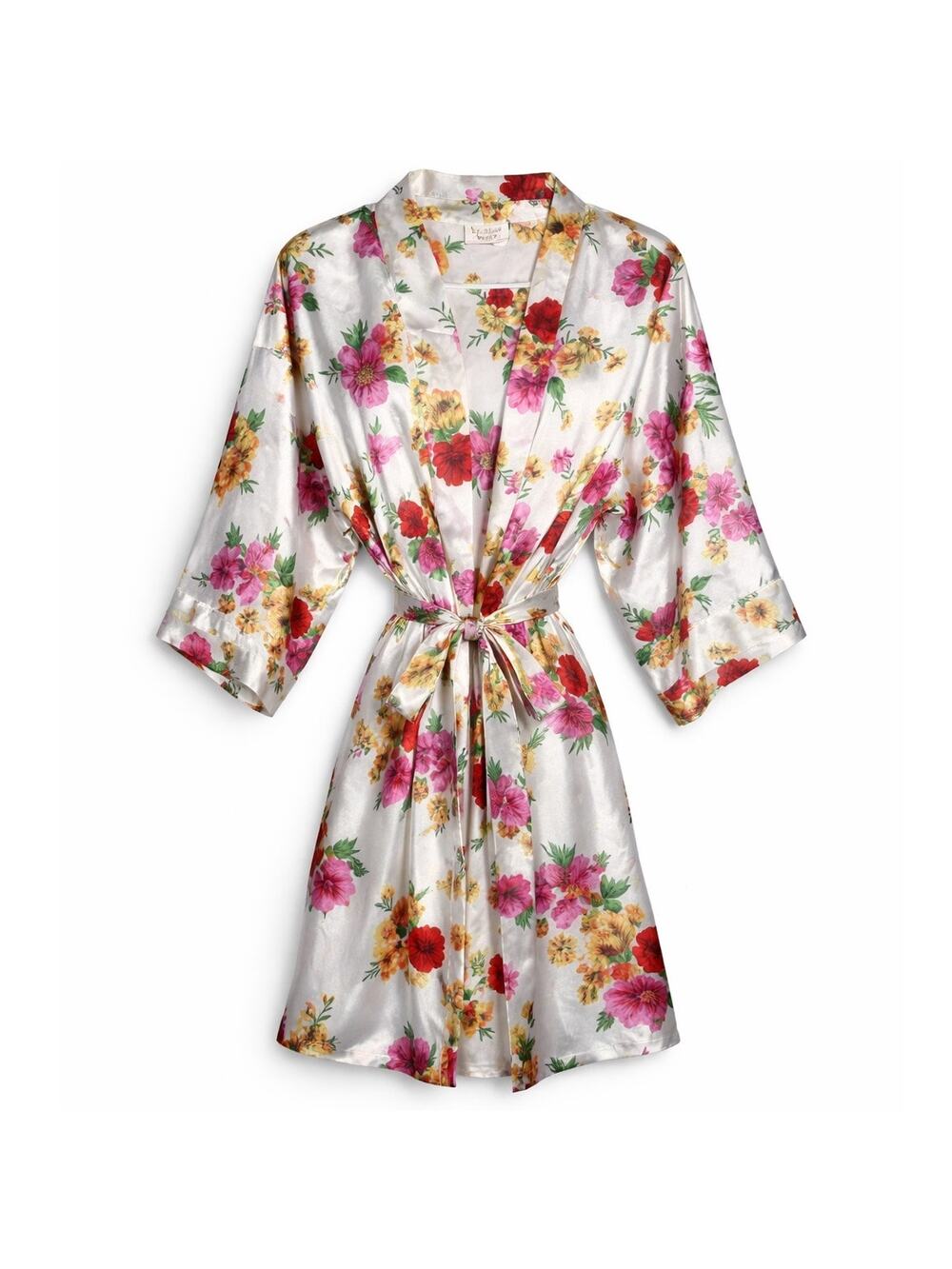 Gorgeous Victoria’s Secret Gold Label Satin Floral Wrap Robe Womens Size Large